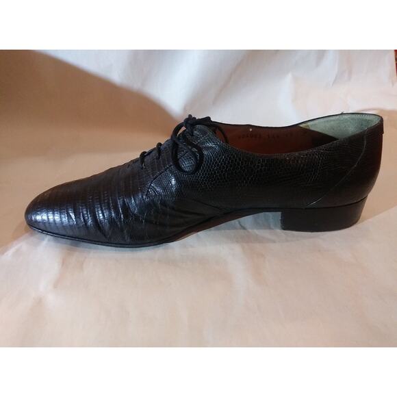Mens Mauri black lizard skin dress shoes made in Italy 13 M